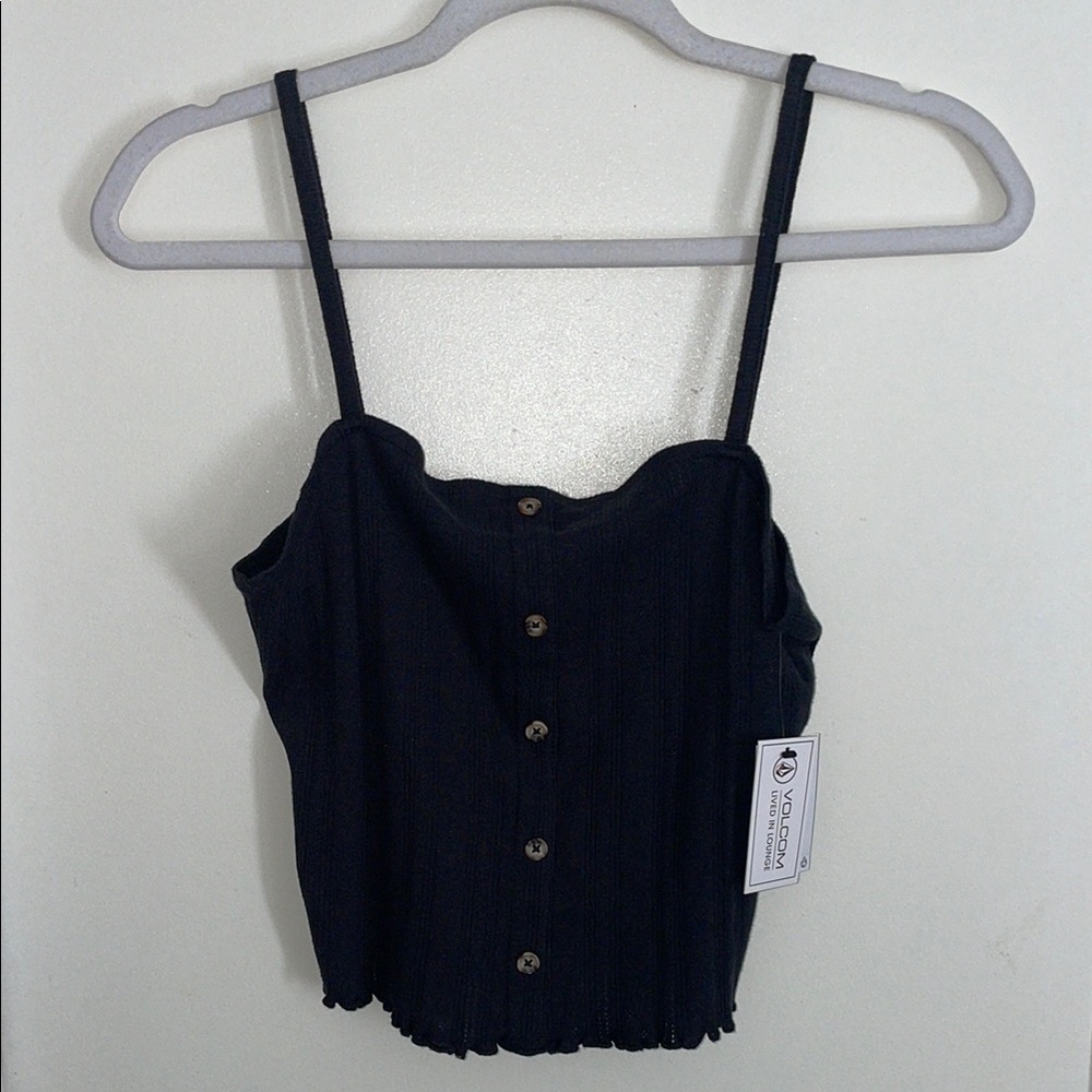 NWT Volcom Lived in Lounge Black Button-Up Women's Tank Top | M